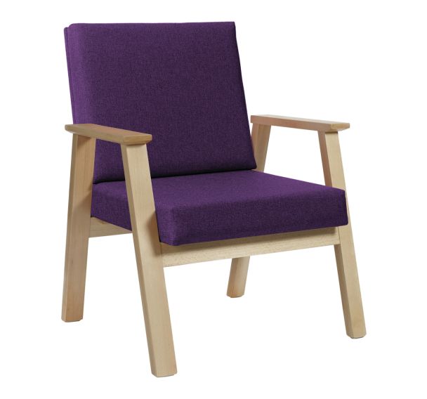 Fauteuil Cadéo hêtre naturel tissu polyester Sunset Creation