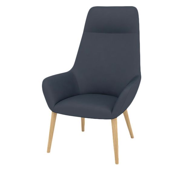 Fauteuil City dossier haut appui-tête enduit PVC M1 pied bois