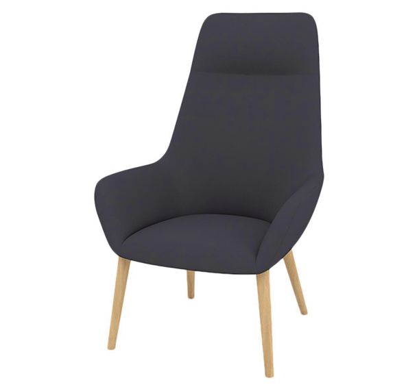 Fauteuil City dossier haut appui-tête tissu Trévira M1 pied bois