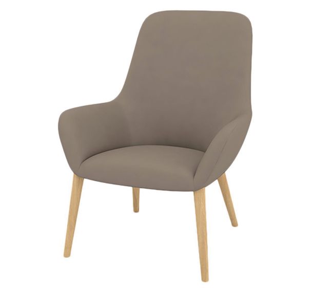 Fauteuil City dossier haut enduit PVC M1 pied bois