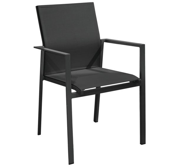 Fauteuil DELIA TPEP/alu accoudoirs teck - noir/graphite