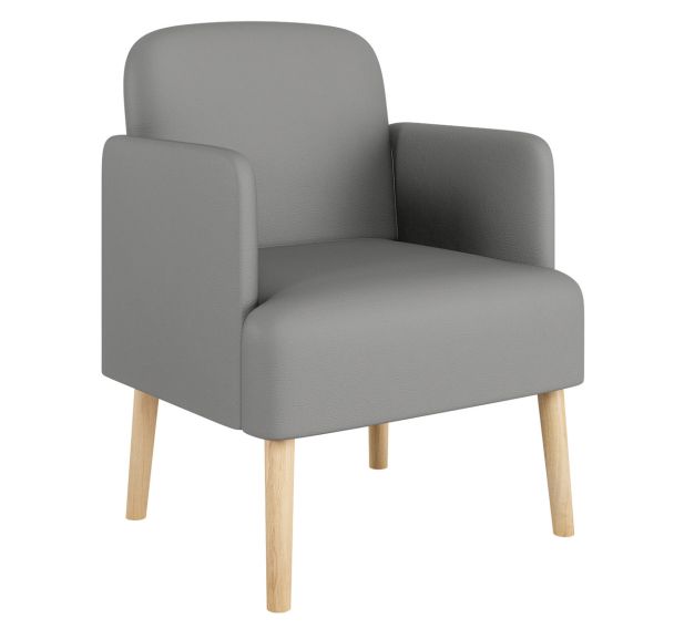 Fauteuil Duncan pied hêtre naturel revêtement tissu enduit PVC