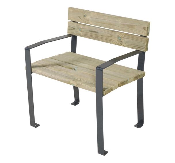 Fauteuil Lycos 70x53x80 cm pin piètement acier galva laqué gris 7016