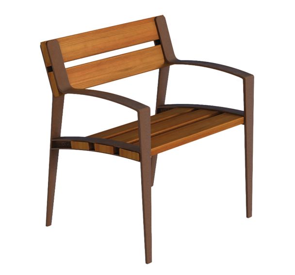 Fauteuil MINSK lattes bois/acier - marson 8028