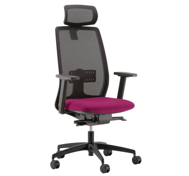 Fauteuil OREGON tissu uni têtière pied noir