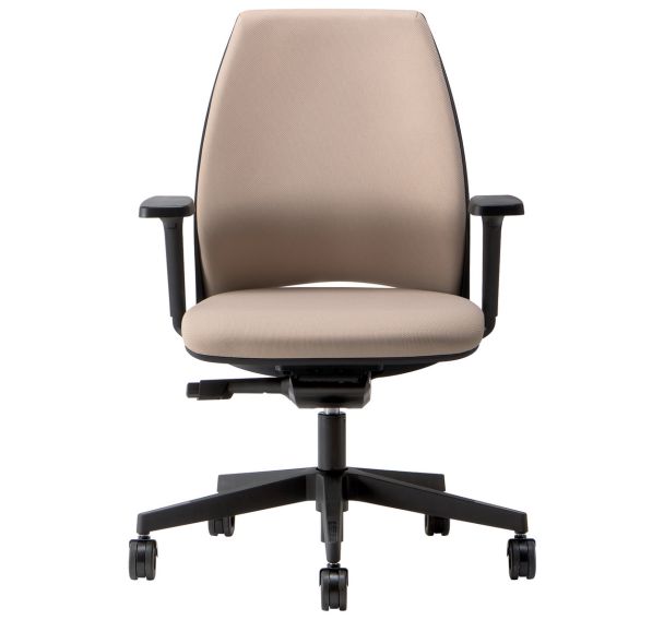 Fauteuil OXYGEN pied noir dossier moyen contact synchrone tissu M1