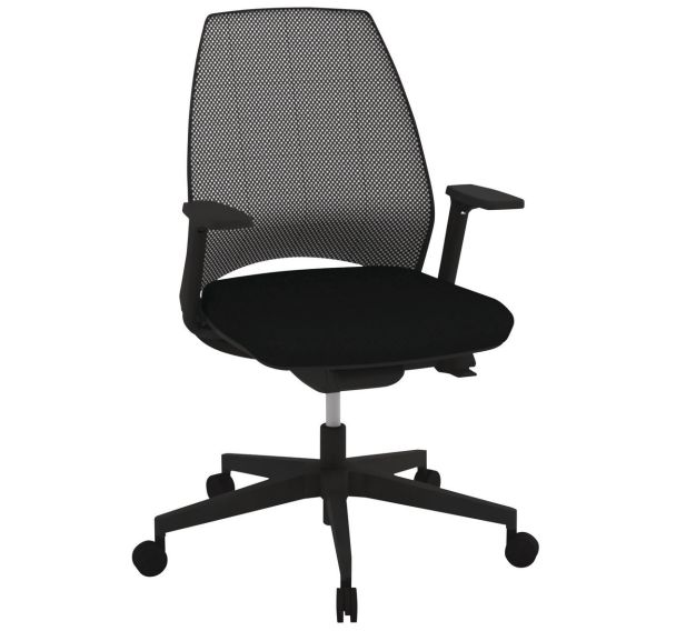 Fauteuil Oxygen dossier résille accoudoirs et piètement noir