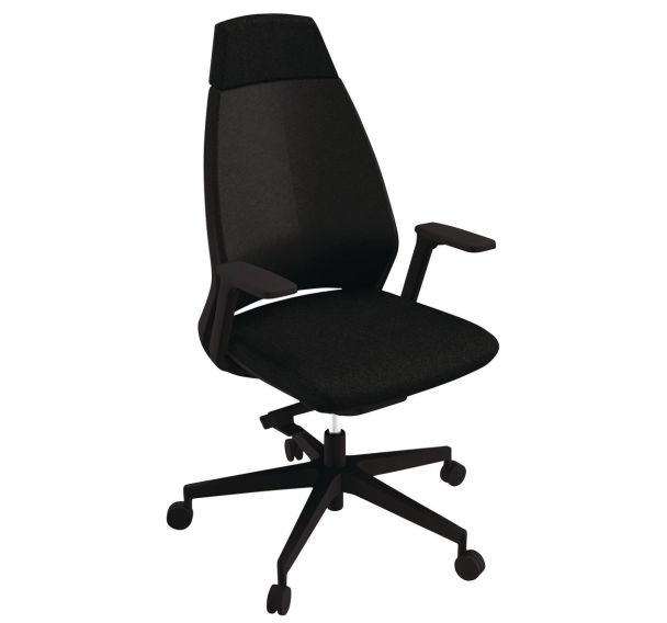 Fauteuil Oxygen pied noir dossier haut  contact synchrone tissu M1