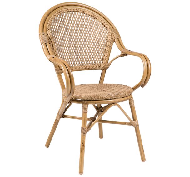 Fauteuil Savannah structure alu bois - assise/dossier wicker naturel