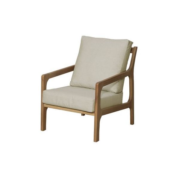 Fauteuil St Malo 2 places - assise dossier et piètement Iroko + coussin
