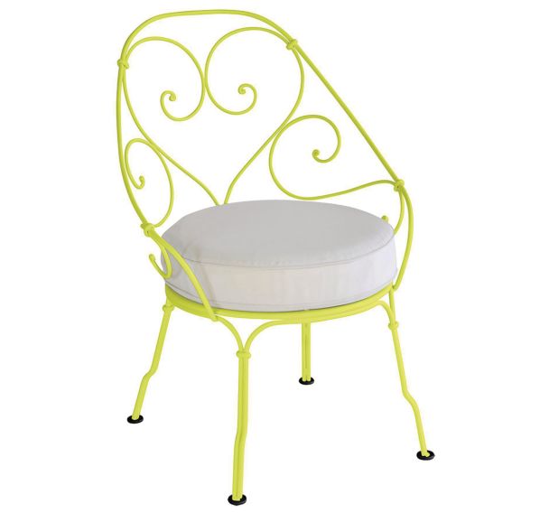 Fauteuil cabriolet 1900 coussin blanc grisé Fermob