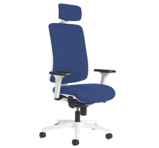 Fauteuil de bureau Oria pied blanc avec accoudoirs et têtière GGI