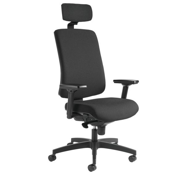 Fauteuil de bureau Oria pied noir avec accoudoirs et têtière GGI