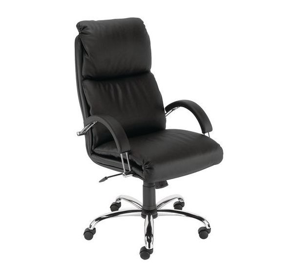 Fauteuil de direction Indra II Cuir noir accoudoirs cuir/métal