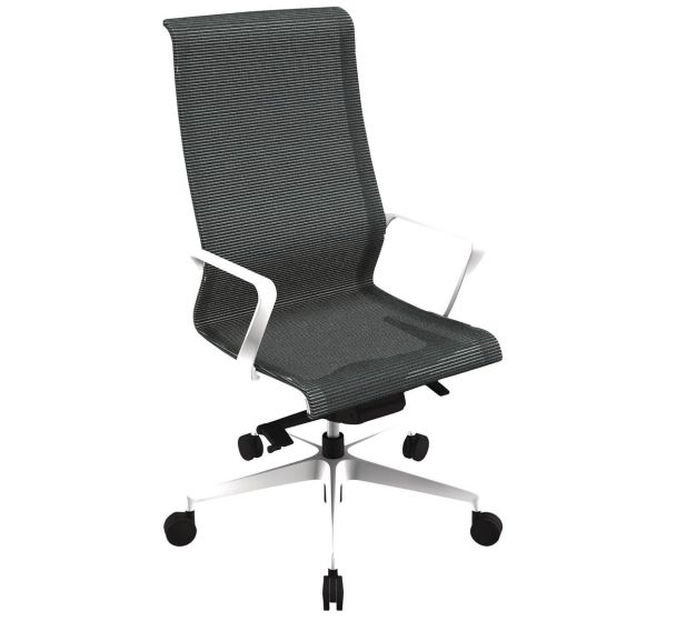 Fauteuil direction Dinamica pied nylon blanc dossier haut et assise résille