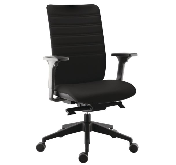 Fauteuil direction haut dossier synchrone cuir noir accoudoirs 3D Wi Max