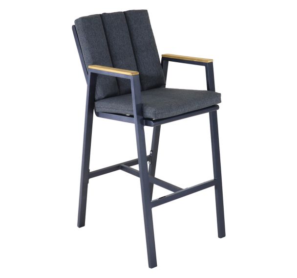 Fauteuil haut Leather teck/alu coussin - Pro Loisirs