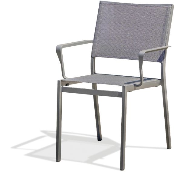 Fauteuil jardin empilable Stockholm en textilène+ gris anthracite