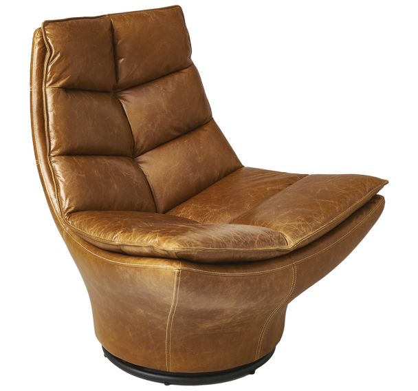 Fauteuil pivotant Achille Cuir camel