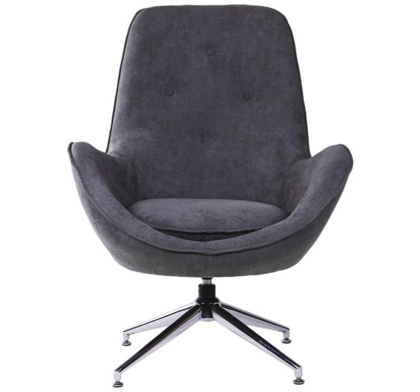 Fauteuil pivotant Prague gris foncé piétement chromé