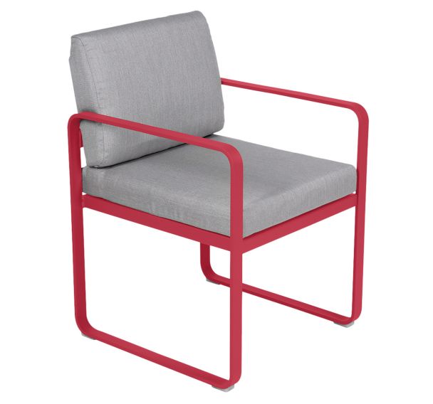 Fauteuil repas Bellevie coussins gris flanelle Fermob