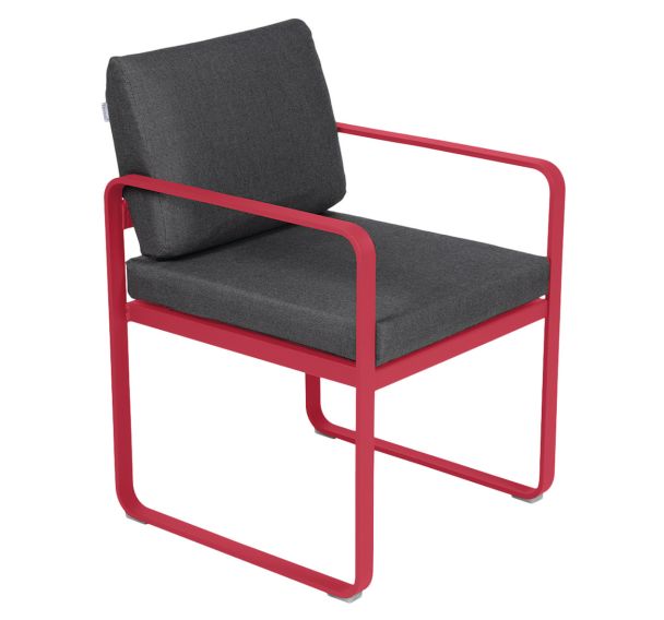 Fauteuil repas Bellevie coussins gris graphite Fermob