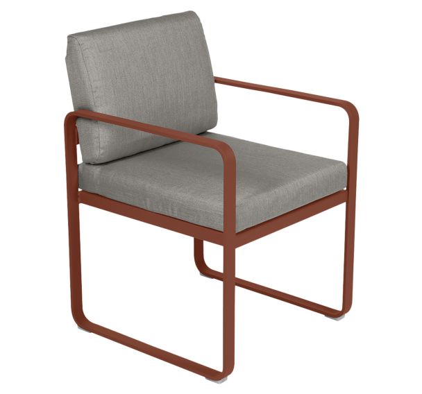 Fauteuil repas Bellevie coussins taupe grisé Fermob
