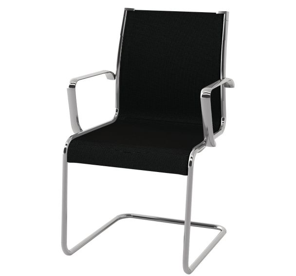 Fauteuil visiteur Dekora pied chromé résille coloris Noir