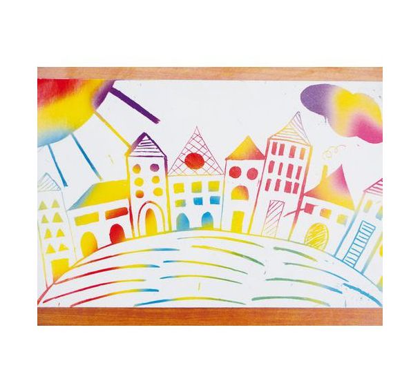 Feuille 15 x 21 cm. blanc/arc-en-ciel (Pochette de 10)