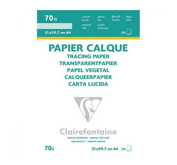 Feuille de papier calque 70 g (Bloc de 50)