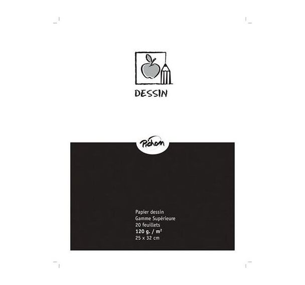 Feuille dessin blanc 120 g 25 x 32 cm gamme supérieure (Pochette de 20)