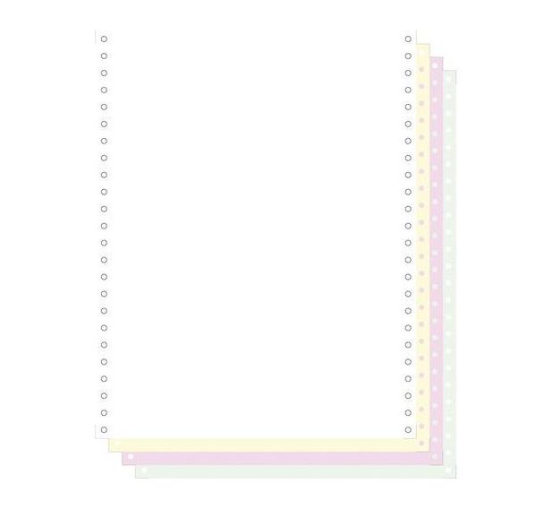 Feuilles listing autocop. blanc/jaune/rose/vert 4plis bande détachable