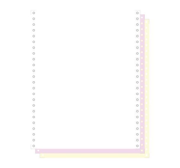 Feuilles listing autocop. blanc/rose/jaune 3plis bande détachable