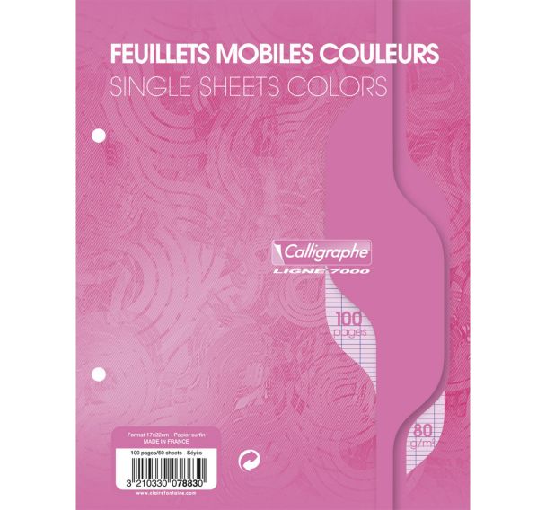Feuillets mobiles couleur sous film 7000 17x22cm Seyès - Calligraphe