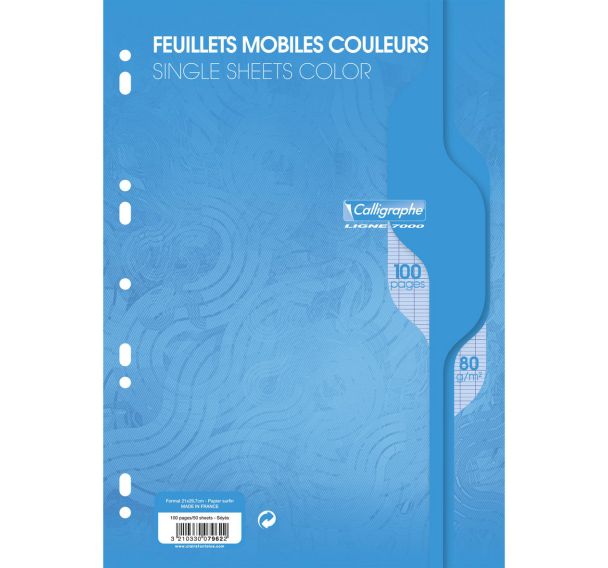 Feuillets mobiles couleur sous film 7000 A4 Seyès - Calligraphe