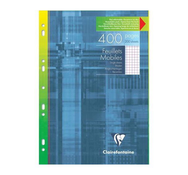 Feuillets mobiles sous étui A4 margé