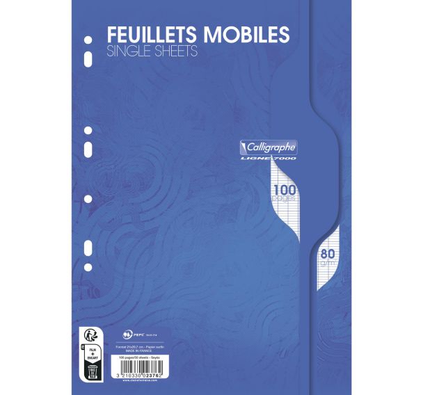 Feuillets mobiles sous film 7000 A4 80g - Calligraphe