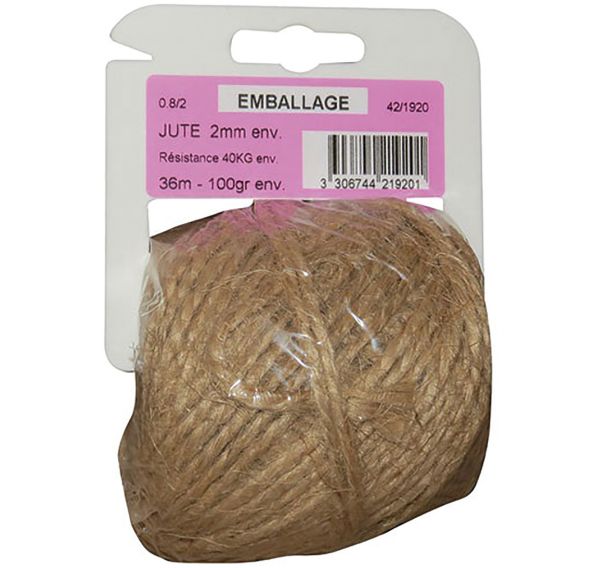 Ficelle jute 0.8/2 x 100gr sur cavalier plastique