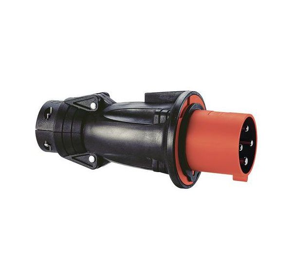 Fiche droite 3P+T 63A 400V caoutchouc