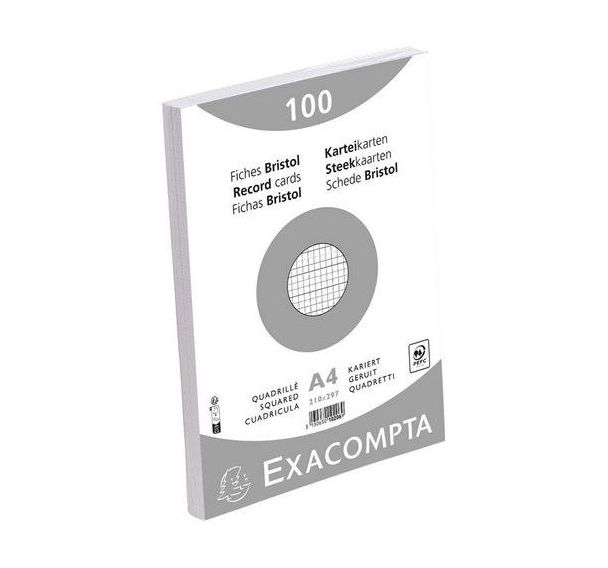 Fiche film bristol quadrillé 5x5 210x297mm blanc non perforé.
