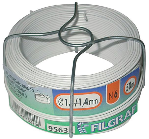 Fil plastifié blanc Filgraf 6 bobine 50m. ø80 mm
