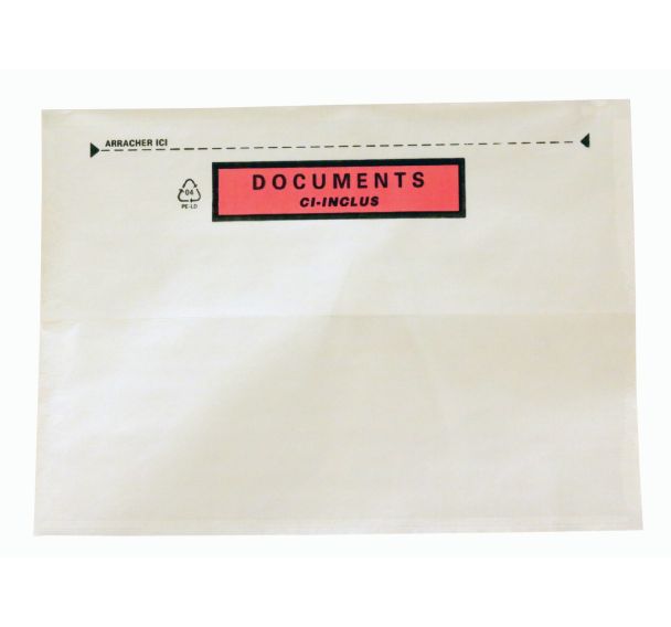 Film adhésif 228x165 C5 plastique DCI rouge (par 1000)