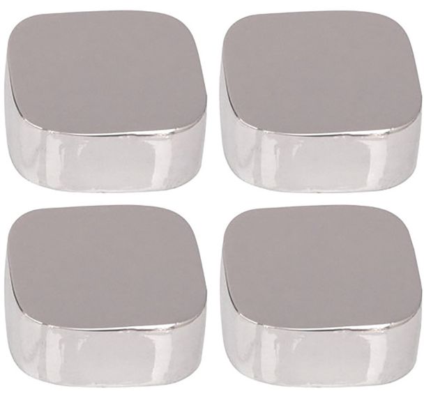Fixations miroirs coins ronds chromés lot de 4
