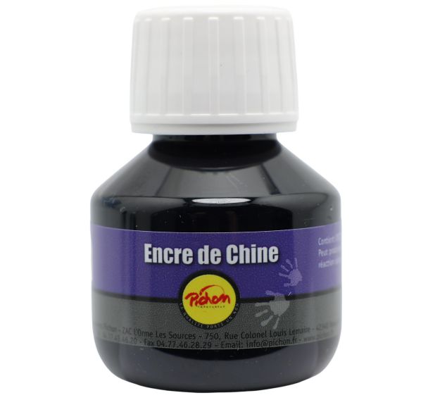 Flacon 50ml encre de Chine noire Pichon (lot de 6 flacons)