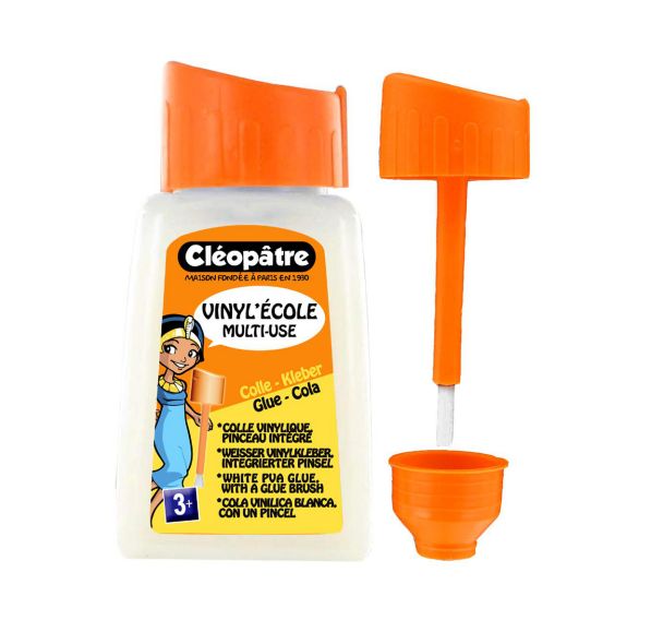 Flacon 80 ml colle vinylique avec bouchon pinceau Cléopâtre