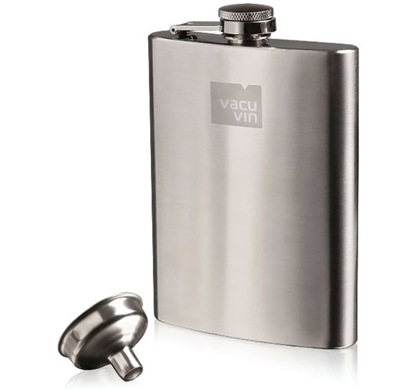 Flasque 24cl et entonnoir en acier brossé