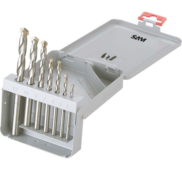 Foret à beton carbure taille 4-12 mm - coffret tole de 7