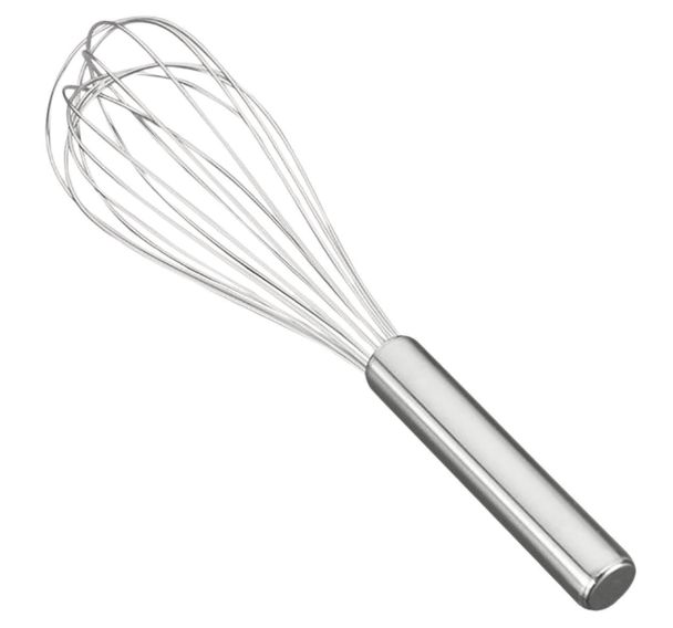 Fouet acier inox manche plein 25 cm
