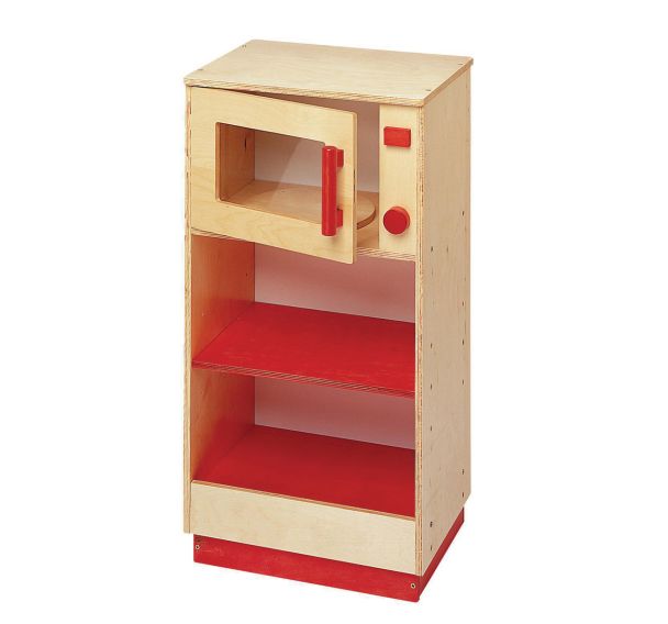 Four à micro-ondes rouge et espace de rangement