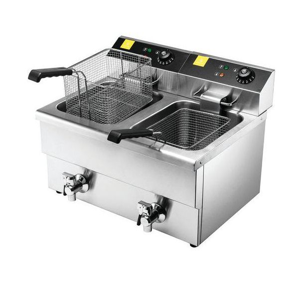 Friteuse électrique à 2 cuves embouties - 2 x 8 L